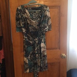 Mini dress with tie at waist.